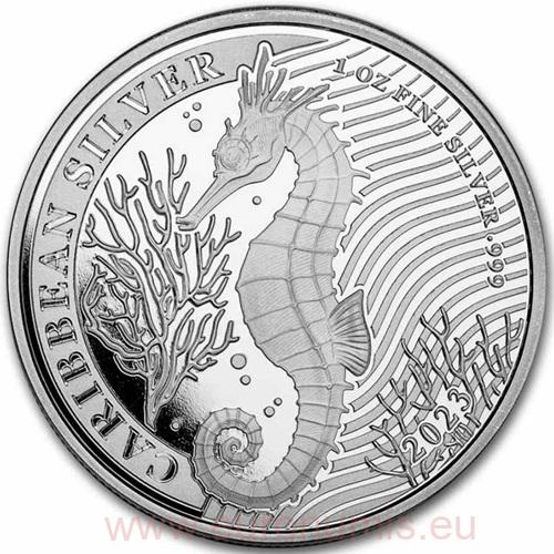 Dollar 2023 Barbados BU 1 Oz Ag, Seahorse (X:7:4)