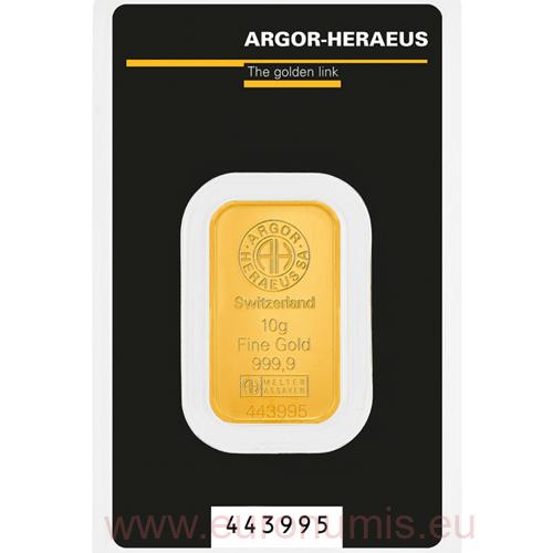 Investičné zlato - zlatá tehlička 10 g  999,9 Argor-Heraeus 