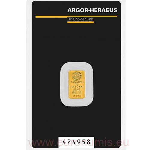 Investičné zlato - zlatá tehlička 1 g  999,9 Argor-Heraeus (TRE36)