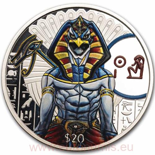 20 Dollars 2023 Sierra Leone PROOF farbená 2 Oz Ag Egyptian Gods - Ra
