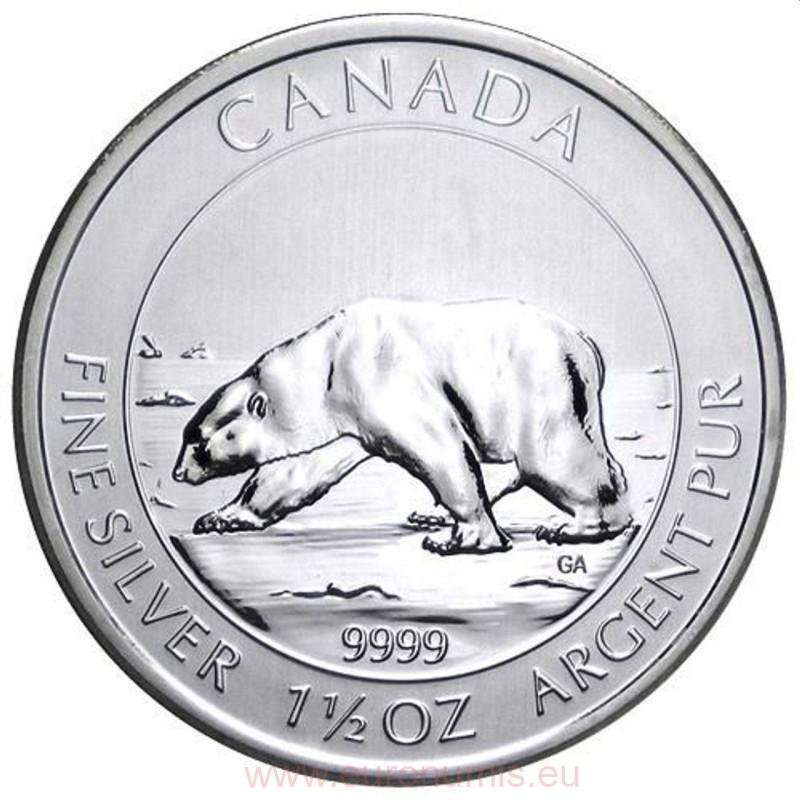 8 Dollars 2013 Kanada BU 1 1/2 Oz Ag, Polar Bear