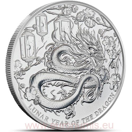 Dollar 2024 Pitcairnove ostrovy BU 1 Oz Ag, Lunar Year Of The Dragon
