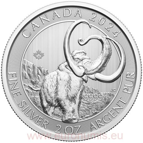 10 Dollars 2024 Kanada BU 2 Oz Ag, Wooly Mammoth