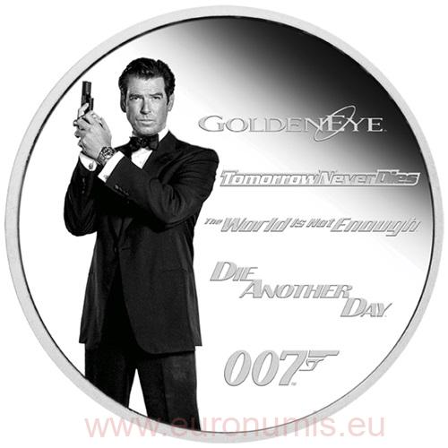 Dollar 2024 Tuvalu PROOF farbená 1 Oz Ag James Bond - Pierce Brosnan