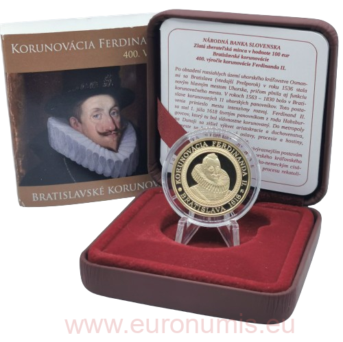 100 euro 2018 Slovensko PROOF, výročie korunovácie Ferdinanda II