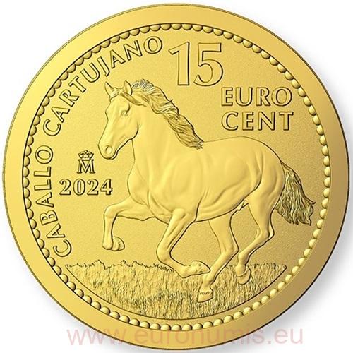 15 cent 2024 Španielsko PROOF 1/10 Oz Au, Carthusian Horse