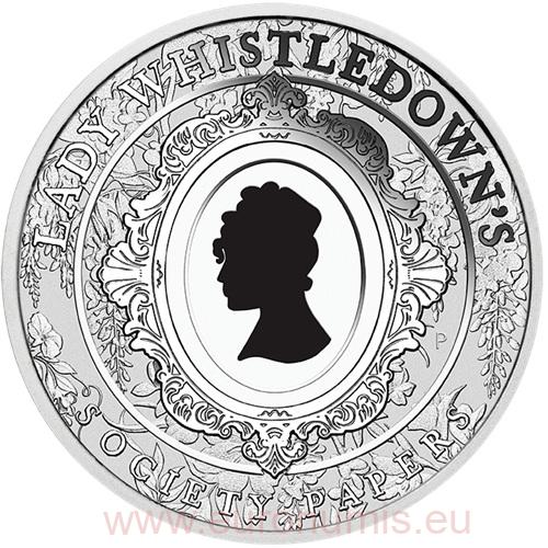 Dollar 2026 Tuvalu PROOF farbená 1 Oz Ag, Bridgerton - Lady Whistledown