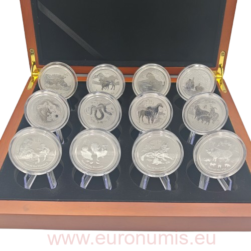Sada 12 x 50 cents 2008 - 2019 Austrália BU 12 x 1/2 Oz Ag, LUNAR II. 
