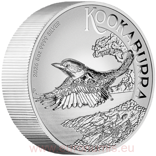 8 Dollars 2026 Austrália PROOF Incused 5 Oz Ag, Kookaburra