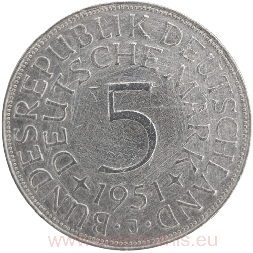 5 Mark 1951 J Nemecko (NSR) (škrabance)