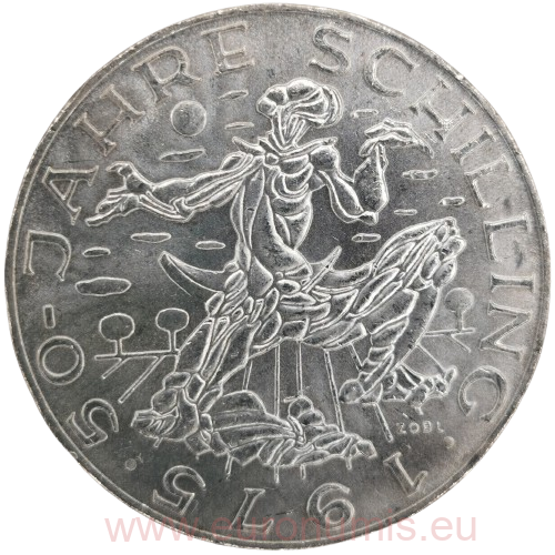 100 Schilling 1975 Rakúsko, 50th Anniversary - Schilling