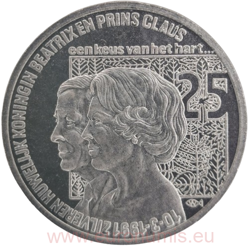 2 1/2 ECU 1991 Holandsko, Wedding of Queen Beatrix