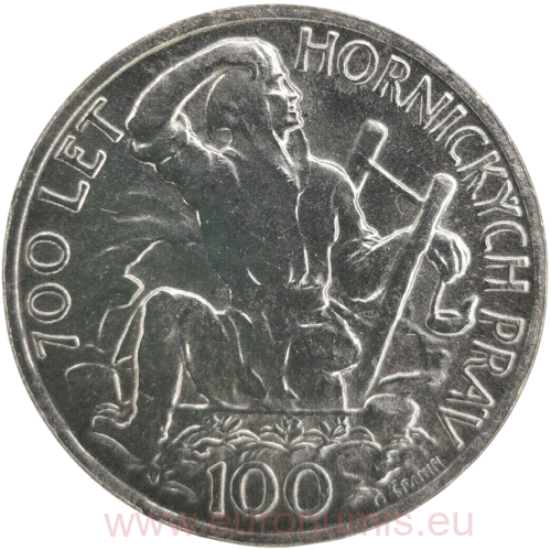 100 Koruna 1949 Československo, 700. rokov hornických práv v Jihlave