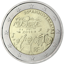 2 euro 2011 Francuzsko cc.UNC, Sviatok hudby
