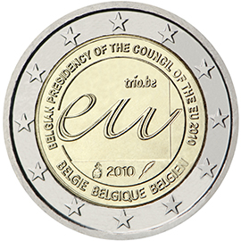 2 euro 2010 Belgicko cc.UNC, predsedníctvo rady EU