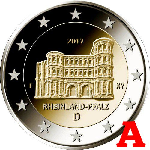 2 euro 2017 A Nemecko cc.UNC, Porýnie-Falcko