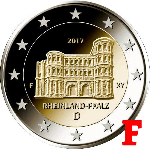 2 euro 2017 "F" Nemecko cc.UNC Porýnie-Falcko