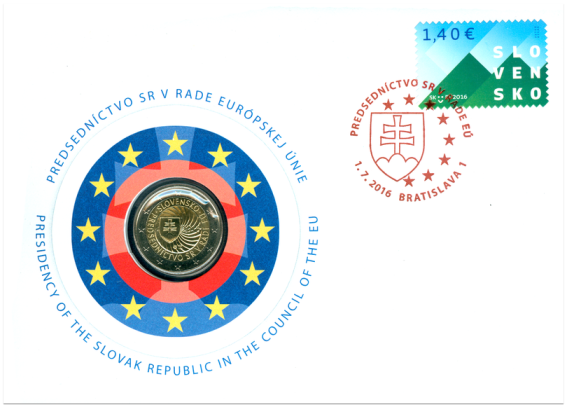 2 euro 2016 Slovensko numizmatická obálka Predsedníctvo