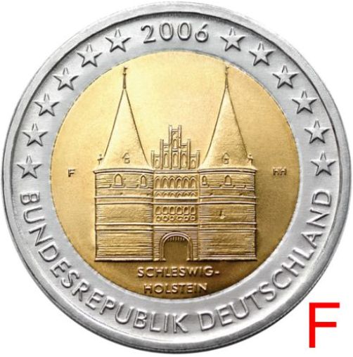2 euro 2006 Nemecko F cc.UNC Šlezvicko-Holštajnsko