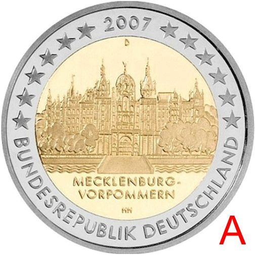 2 euro 2007 Nemecko A cc.UNC Meklenbursko-Predpomoransko
