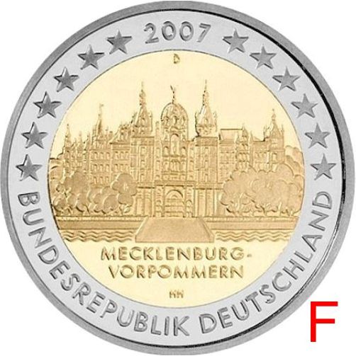 2 euro 2007 F Nemecko cc.UNC, Meklenbursko-Predpomoransko