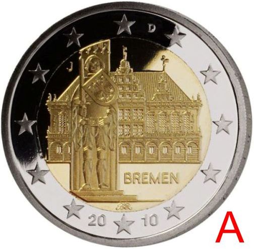 2 euro 2010 Nemecko A cc.UNC Brémy