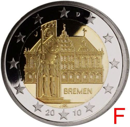 2 euro 2010 Nemecko F cc.UNC Brémy