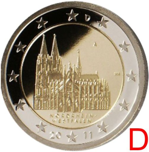 2 euro 2011 D Nemecko cc.UNC, Severné Porýnie-Vestfálsko