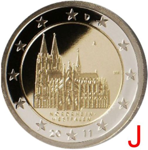 2 euro 2011 Nemecko J cc.UNC Severné Porýnie-Vestfálsko