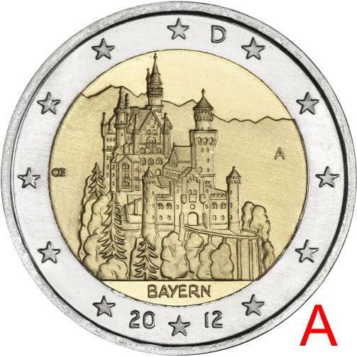 2 euro 2012 A Nemecko cc.UNC, Bavorsko
