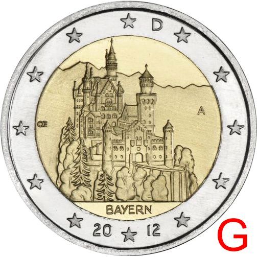 2 euro 2012 Nemecko G cc.UNC Bavorsko