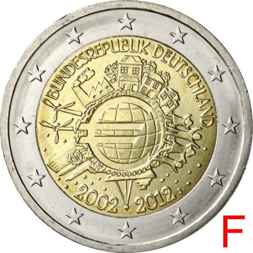 2 euro 2012 F Nemecko cc.UNC zavedenie hotovostnej eurovej meny