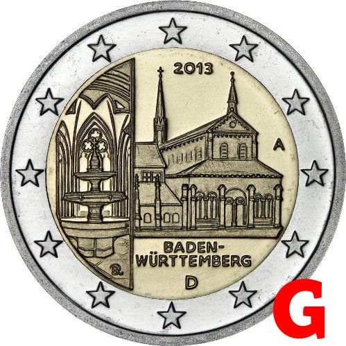 2 euro 2013 Nemecko G cc.UNC Bádensko-Württembersko