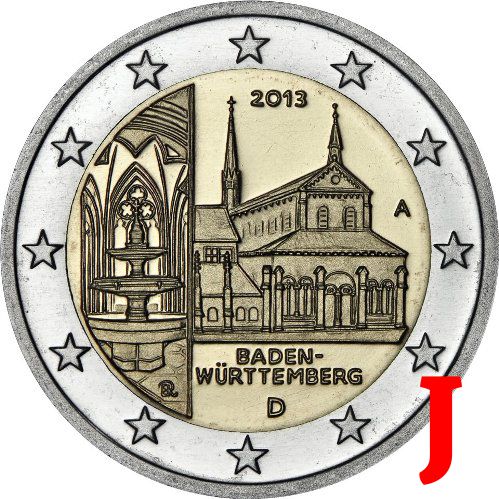 2 euro 2013 Nemecko J cc.UNC Bádensko-Württembersko