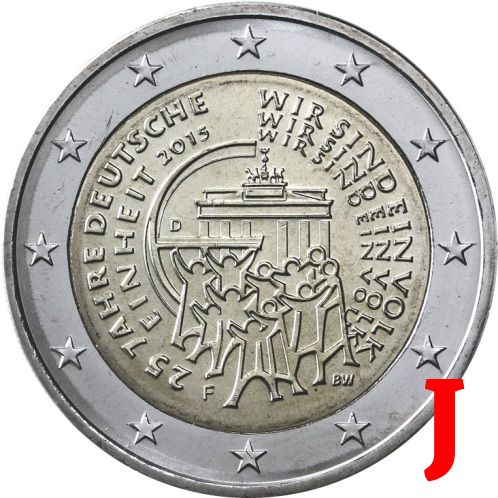 2 euro 2015 J Nemecko cc.UNC, zjednotenia Nemecka
