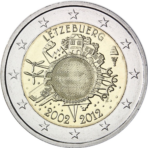 2 euro 2012 Luxembursko cc.UNC zavedenie hotovostnej eurovej meny