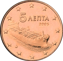 5 cent 2005 Grécko ob.UNC