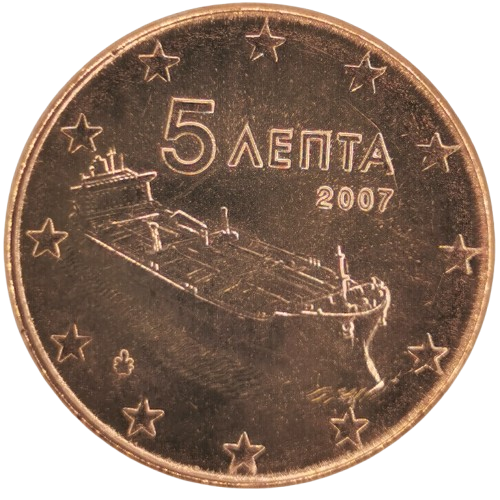 5 cent 2007 Grécko ob.UNC