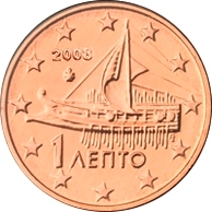 1 cent 2008 Grécko ob.UNC