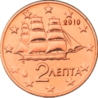2 cent 2010 Grécko ob.UNC