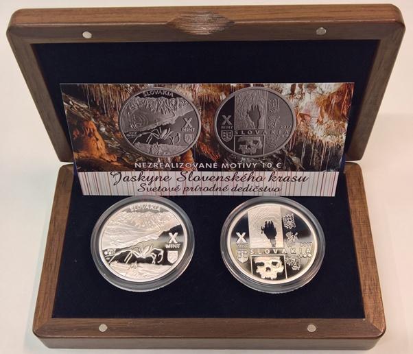 Strieborné medaily, nezrealizované motívy 10 euro 2017 Jaskyne Slovenského krasu