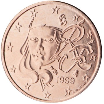 1 cent 1999 Francúzsko ob.UNC