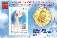 50 Cent + 0,75 známka 2011 Vatikán BU karta N.:1