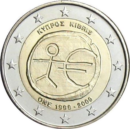 2 euro 2009 Cyprus cc.UNC Hospodárska a menová únia