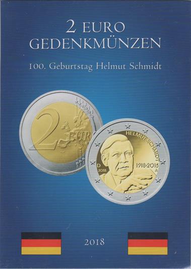 Mincová karta pre 2 euro mince Nemecko 2018 "Helmut Schmidt" (2EUROSET18)