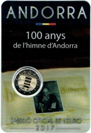 2 euro 2017 Andorra cc.BU karta, Hymna Andorry