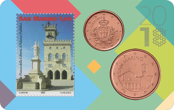 1 + 5 cent a 1€ známka 2018 San Maríno BU karta 