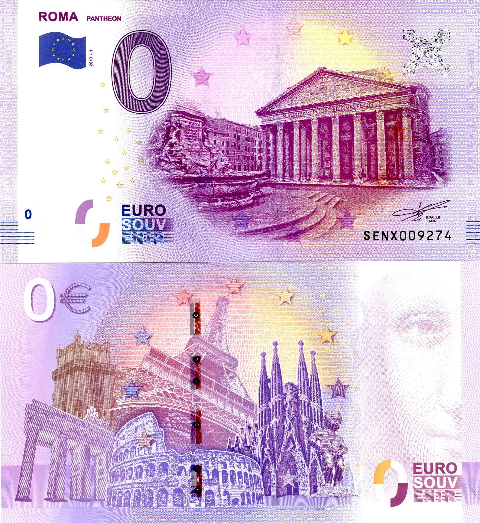 0 euro suvenír 2017/1 Taliansko UNC ROMA PANTHEON