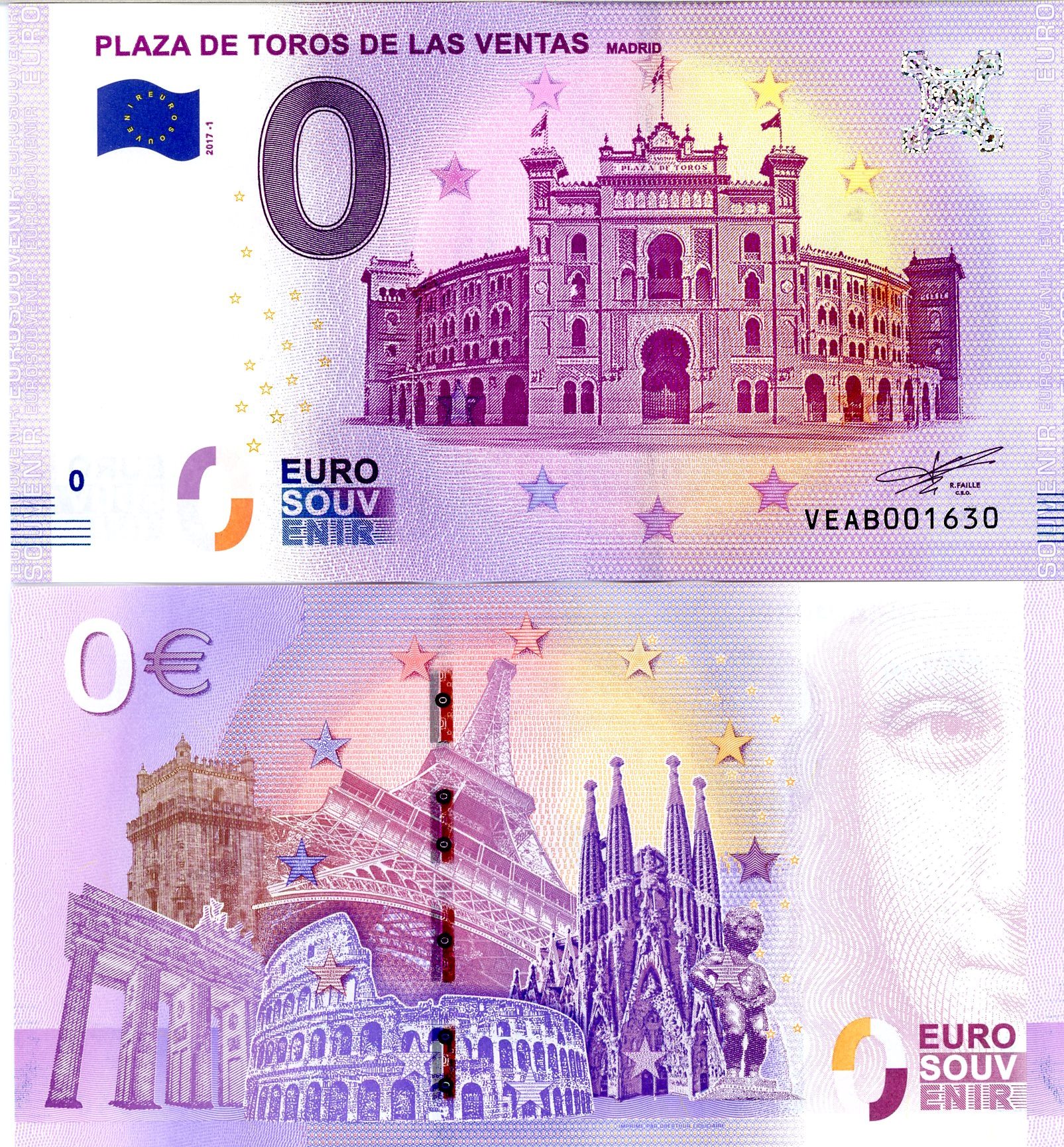 0 Euro suvenír 2017/1 Španielsko UNC Plaza De Toros De Las Ventas