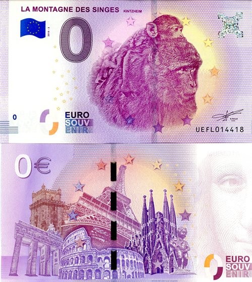 0 Euro suvenír 2018/3 Francúzsko UNC La Montagne Des Singes 